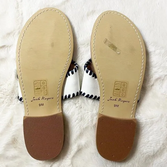 Jack Rogers Pickleball Embroidered Whipstitch Flat Thong Sandals NWOT Size 9