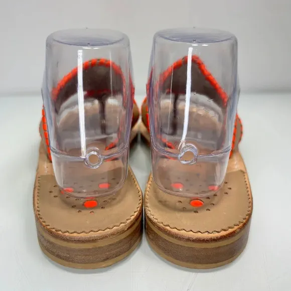 Jack Rogers Tan Orange Leather Thong Sandals Size 8