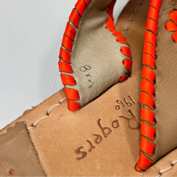 Jack Rogers Tan Orange Leather Thong Sandals Size 8