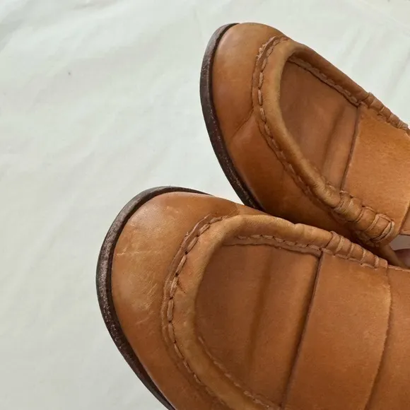 J.Crew AL940 Cognac Tan Leather‎ Classic Penny Loafers