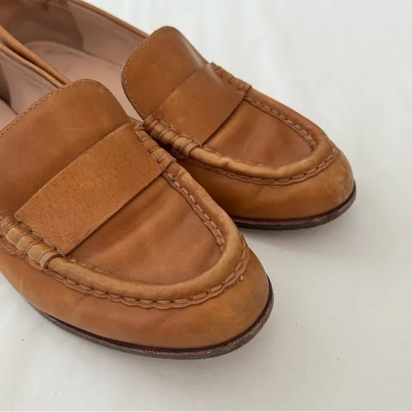 J.Crew AL940 Cognac Tan Leather‎ Classic Penny Loafers