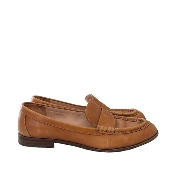 J.Crew AL940 Cognac Tan Leather‎ Classic Penny Loafers