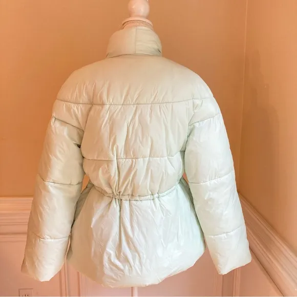 J.CREW Alps faux down Mint Pastel Green Signature Puffer Primaloft Jacket Coat