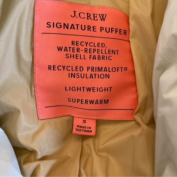 J.CREW Alps faux down Mint Pastel Green Signature Puffer Primaloft Jacket Coat