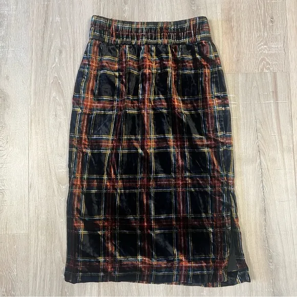J.Crew Chloe Velvet Midi Plaid Skirt – XS, Cozy Fall/Winter New with Tags