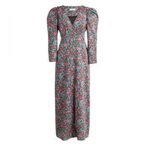 J.Crew Collection Drapey Puff Sleeve Dress Ratti Red Blooms Size 14 Maxi Sheath