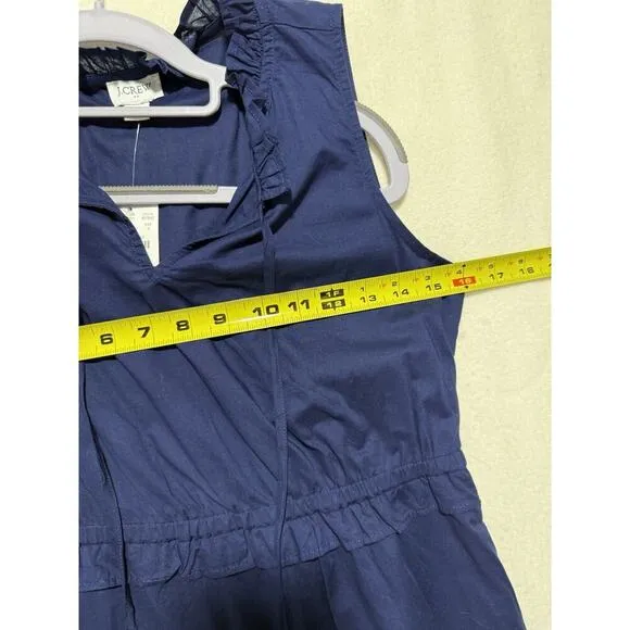 J.Crew Factory Midi Dress Size 4 Navy Tiered Fit &amp; Flare NWT Tie-Neck Sleeveless