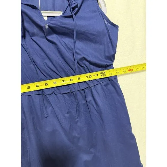 J.Crew Factory Midi Dress Size 4 Navy Tiered Fit &amp; Flare NWT Tie-Neck Sleeveless