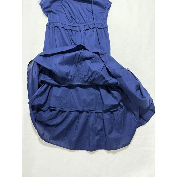 J.Crew Factory Midi Dress Size 4 Navy Tiered Fit &amp; Flare NWT Tie-Neck Sleeveless