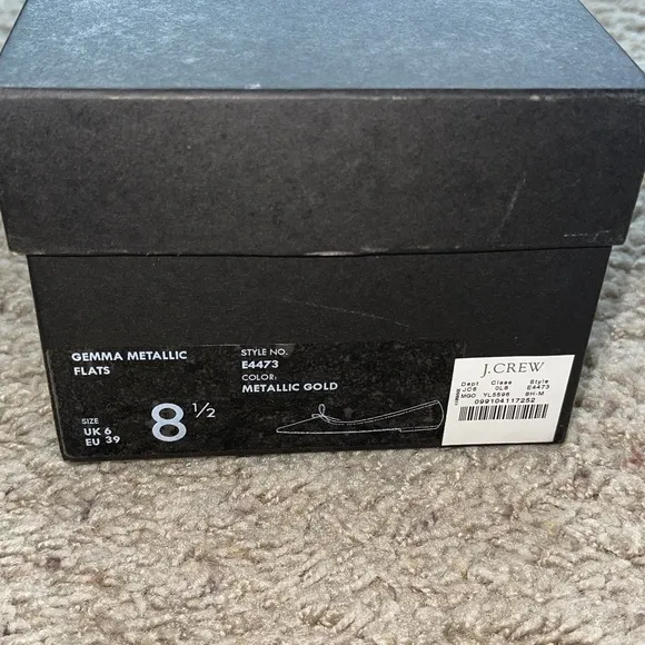 J.Crew Gemma Cap-toe Flats in Metallic Gold Sz 8.5 Gently Loved w/Box