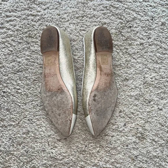J.Crew Gemma Cap-toe Flats in Metallic Gold Sz 8.5 Gently Loved w/Box