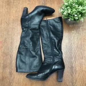 JCrew high heeled knee high leather boots