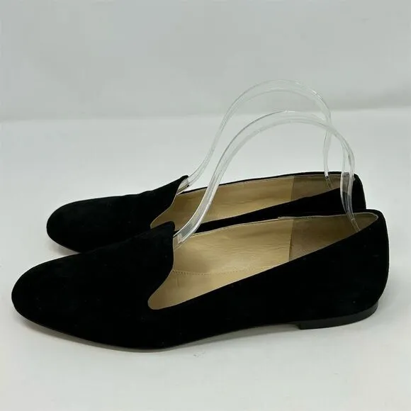 J.Crew Women's Black Suede Leather Smoking Loafers Size 7.5 Casual Flats