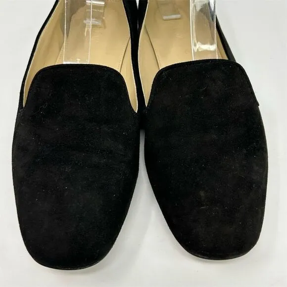 J.Crew Women's Black Suede Leather Smoking Loafers Size 7.5 Casual Flats