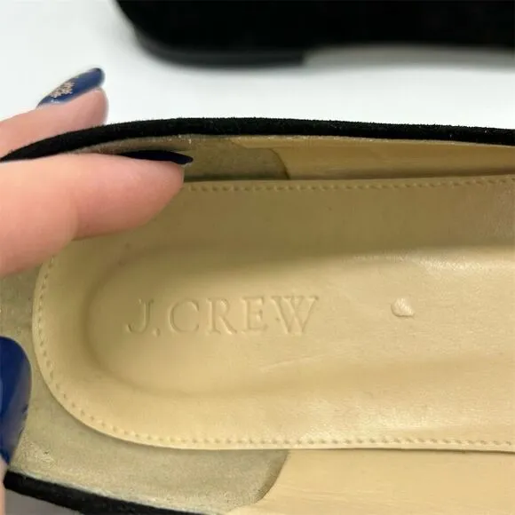 J.Crew Women's Black Suede Leather Smoking Loafers Size 7.5 Casual Flats