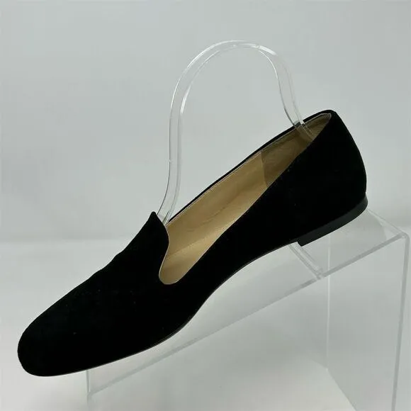 J.Crew Women's Black Suede Leather Smoking Loafers Size 7.5 Casual Flats