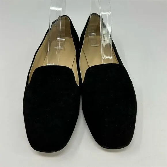 J.Crew Women's Black Suede Leather Smoking Loafers Size 7.5 Casual Flats