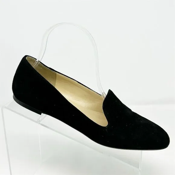 J.Crew Women's Black Suede Leather Smoking Loafers Size 7.5 Casual Flats
