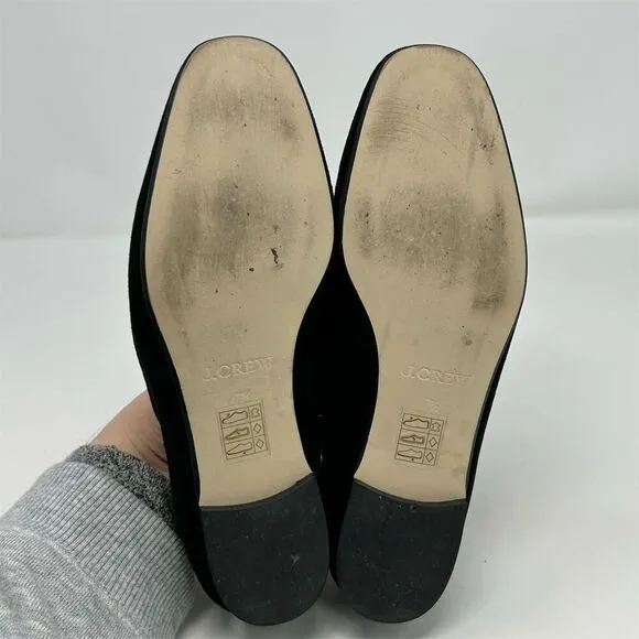 J.Crew Women's Black Suede Leather Smoking Loafers Size 7.5 Casual Flats