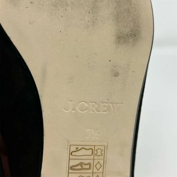 J.Crew Women's Black Suede Leather Smoking Loafers Size 7.5 Casual Flats