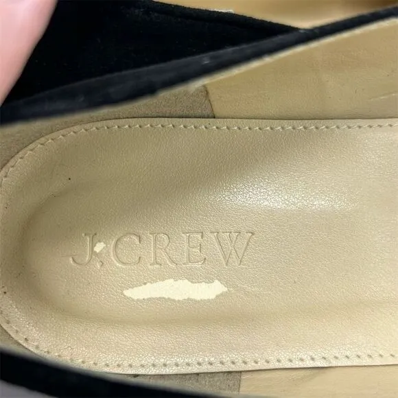 J.Crew Women's Black Suede Leather Smoking Loafers Size 7.5 Casual Flats