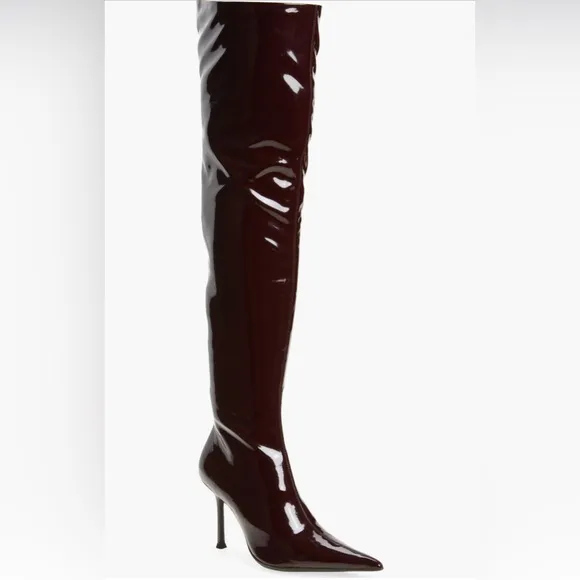 Jeffery Campbell Elegant burgundy over the knee Patent Leather Women's Boots