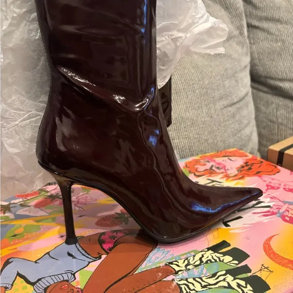 Jeffery Campbell Elegant burgundy over the knee Patent Leather Women's Boots