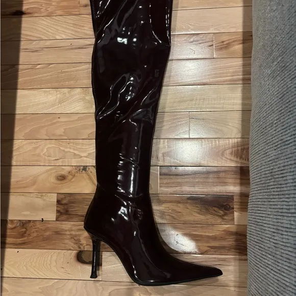 Jeffery Campbell Elegant burgundy over the knee Patent Leather Women's Boots