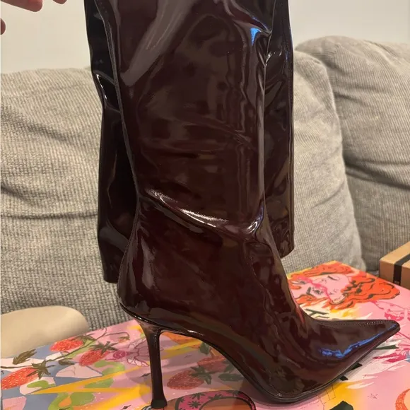 Jeffery Campbell Elegant burgundy over the knee Patent Leather Women's Boots