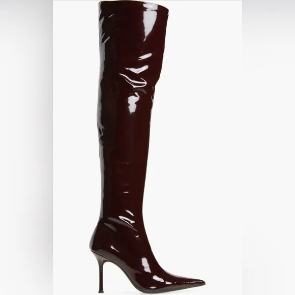 Jeffery Campbell Elegant burgundy over the knee Patent Leather Women's Boots