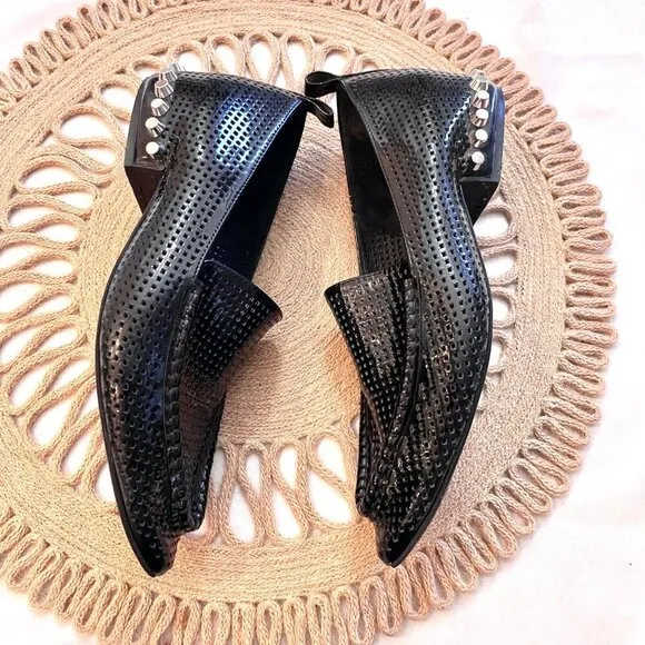 Jeffrey Campbell Barnett Black Loafers Patent Pointed Toe Size 7.5