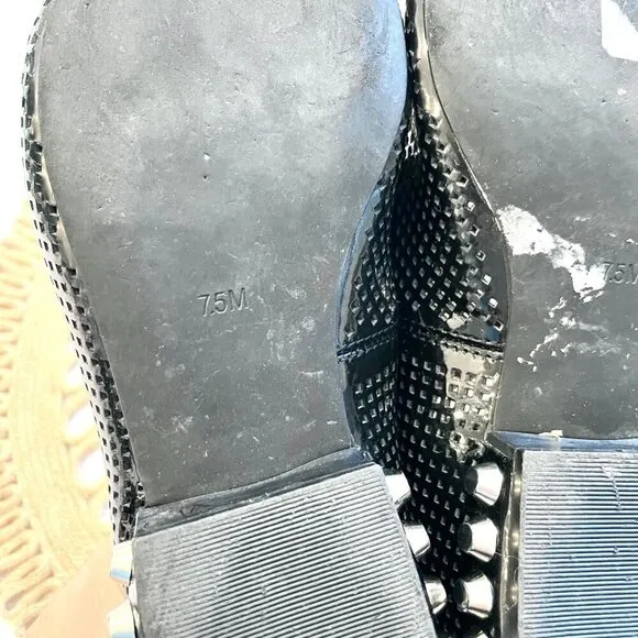 Jeffrey Campbell Barnett Black Loafers Patent Pointed Toe Size 7.5