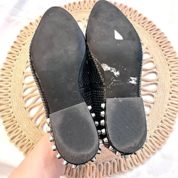 Jeffrey Campbell Barnett Black Loafers Patent Pointed Toe Size 7.5