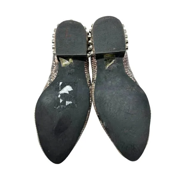 Jeffrey Campbell Barnett Snake Print Studded Pointed Loafers Size 7