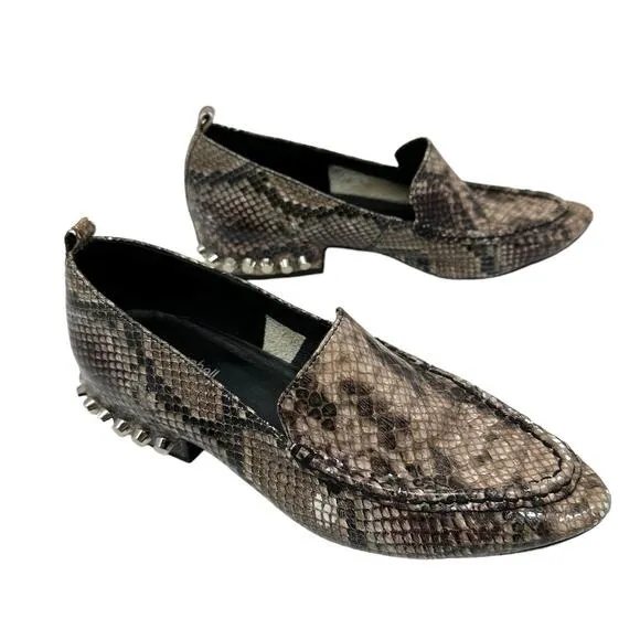Jeffrey Campbell Barnett Snake Print Studded Pointed Loafers Size 7