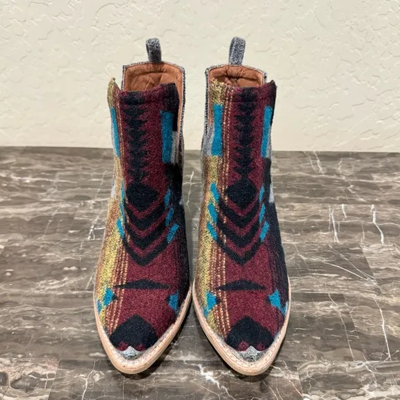 Jeffrey Campbell Cromwell Aztec Print Felted Leather Western Booties