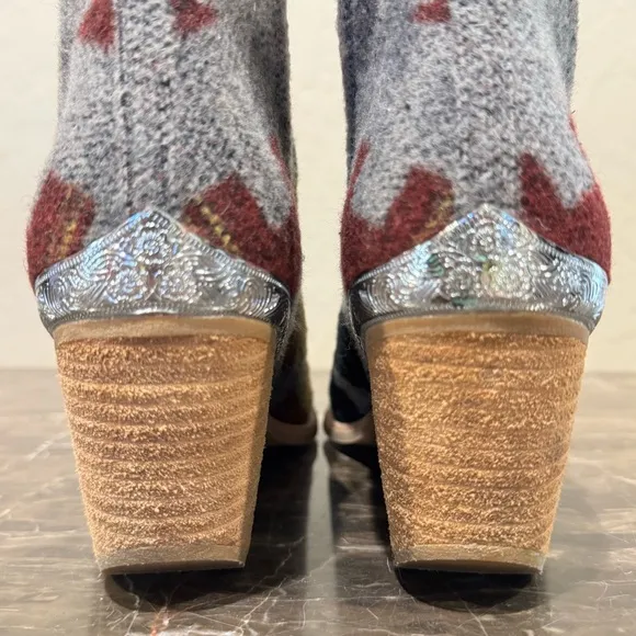 Jeffrey Campbell Cromwell Aztec Print Felted Leather Western Booties