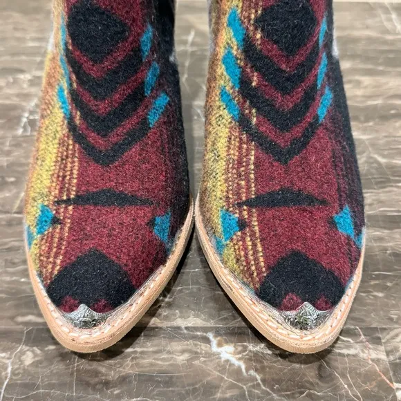 Jeffrey Campbell Cromwell Aztec Print Felted Leather Western Booties