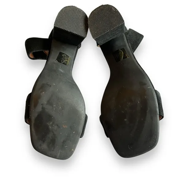 Jeffrey Campbell Holvey Black Suede Ankle Strap Chunky Block Heel Sandals 6