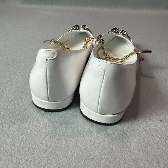 Jeffrey Campbell Lavinia Flats Womens 8.5 White Leather Point Toe Horsebit