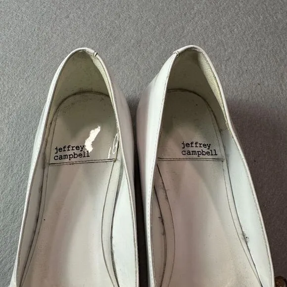 Jeffrey Campbell Lavinia Flats Womens 8.5 White Leather Point Toe Horsebit