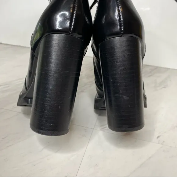 Jeffrey Campbell Legion Black Patent Lace Up Heeled Boot 6 1/2 M