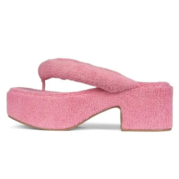 Jeffrey Campbell Luau 2 Terrycloth Platform Thong Sandals in Pink size 6
