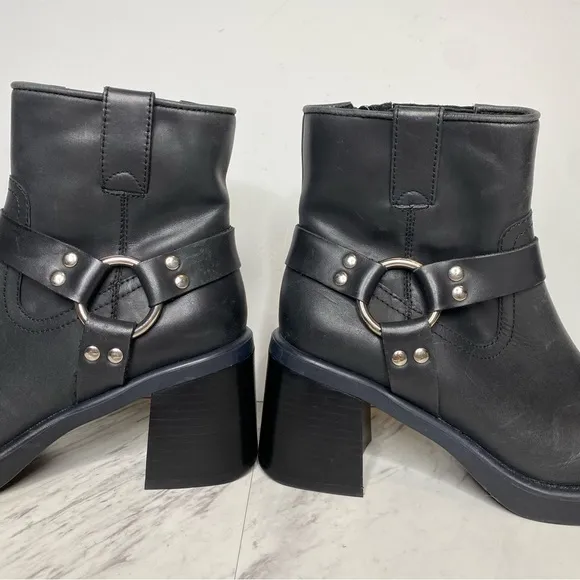 Jeffrey Campbell Operator Harness Black Leather Heeled Boot 9