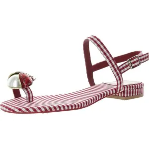 Jeffrey Campbell Womens Beeanca Red Embellished Gingham Thong Sandals New