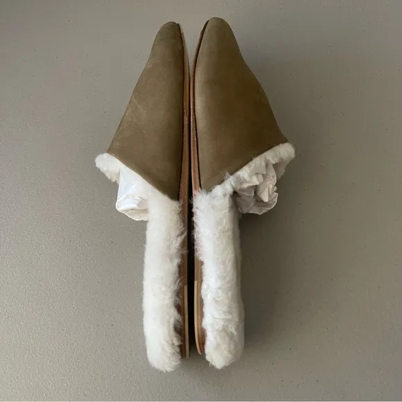 JENNI KAYNE Shearling Lined Mule Slip On Laurel Women's Flats Size EU 41 Neutral