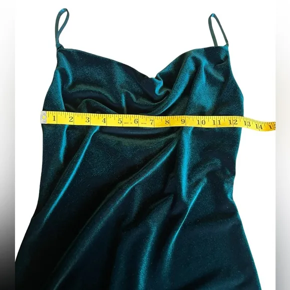 JENNY YOO x ANTHROPOLOGIE Green Stretch Velvet Cowl Neck Midi Slip Dress 0 BHLDN