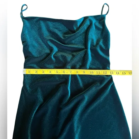 JENNY YOO x ANTHROPOLOGIE Green Stretch Velvet Cowl Neck Midi Slip Dress 0 BHLDN