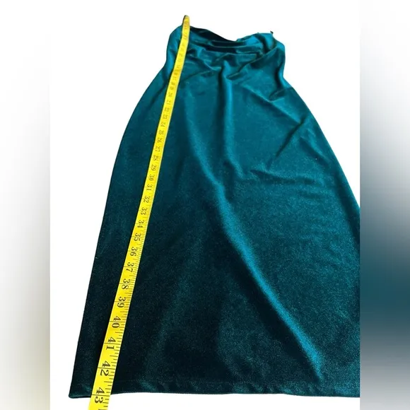 JENNY YOO x ANTHROPOLOGIE Green Stretch Velvet Cowl Neck Midi Slip Dress 0 BHLDN