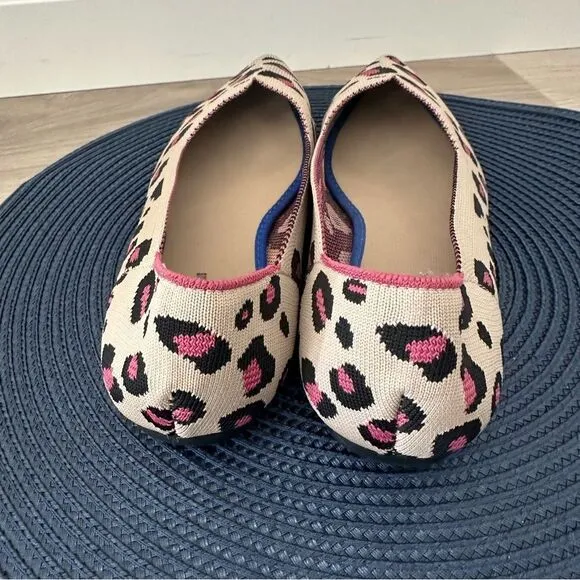 Jet' accompagne Toujours Leopard Animal Print Knit Washable Ballet Flats EU 39